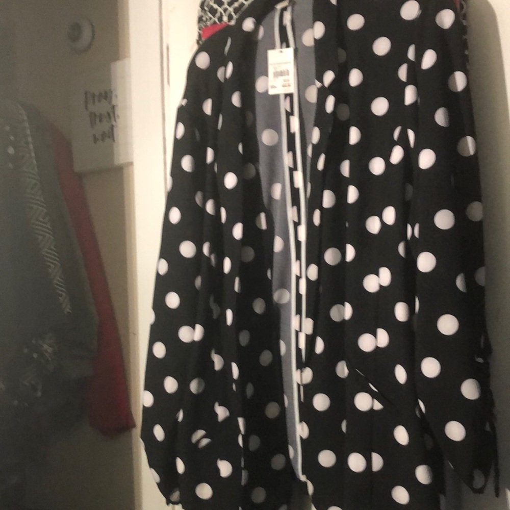 Black and white polka dot unlined blazer
